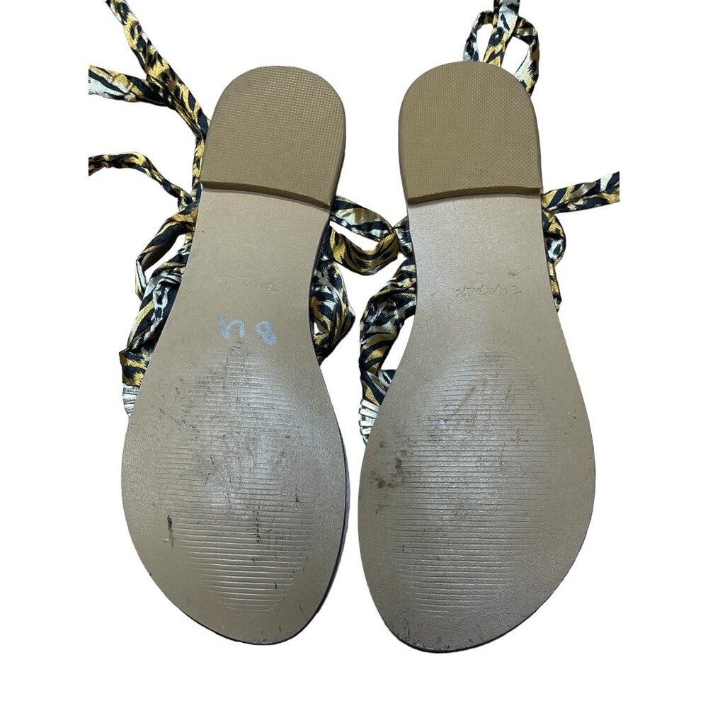 BUMPER.Women gladiator print‎ animal fabric strap sandals size 8 - Picture 10 of 12